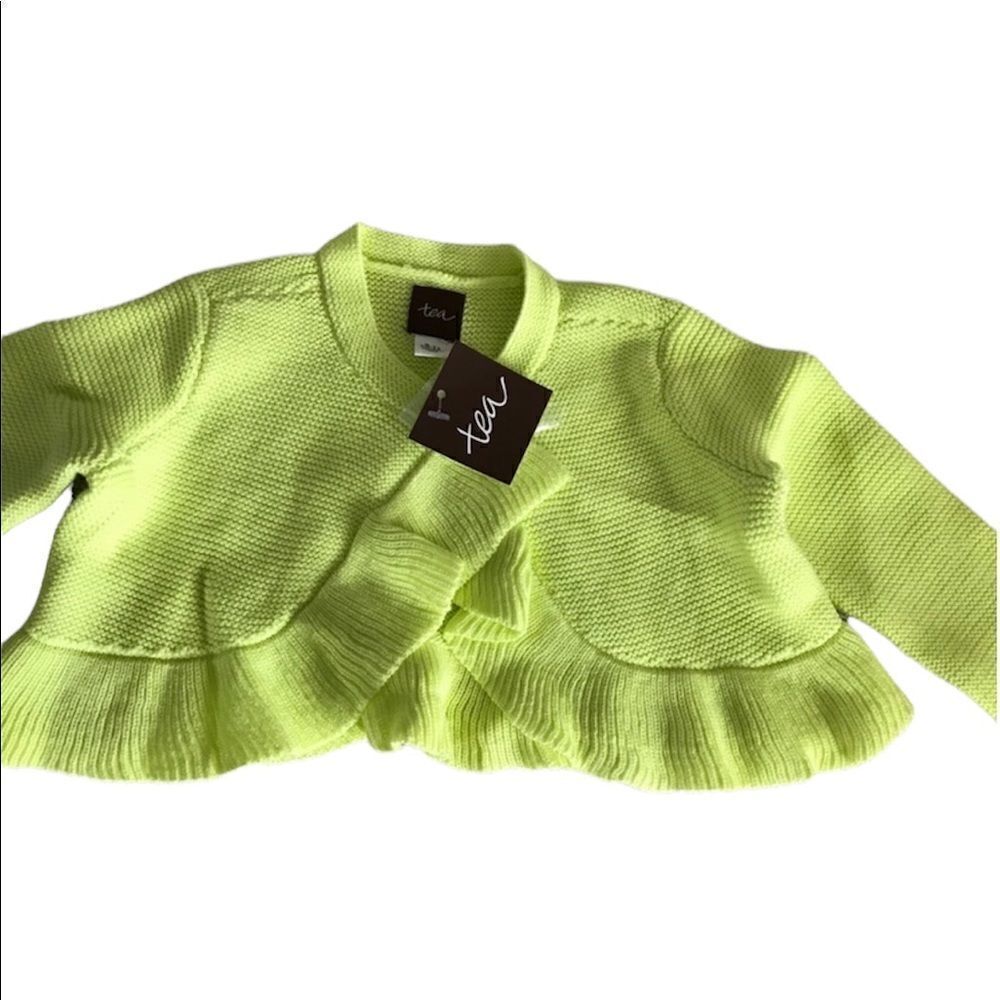 Tea collection cardigan color kiwi 9-12 months